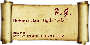 Hofmeister Győző névjegykártya